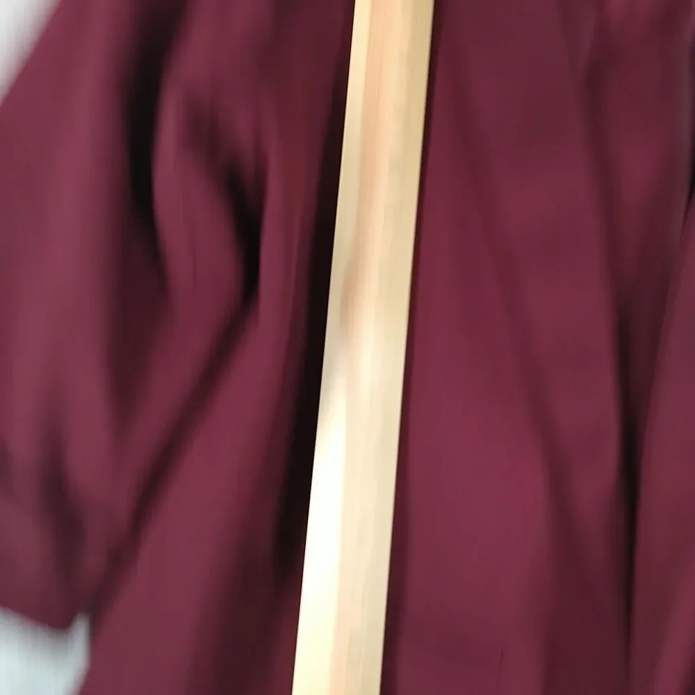 Lauren Conrad Ponte Knit Open Front Blazer Jacket Women's 12 Maroon 3/4 sleeve - Picture 3 of 8